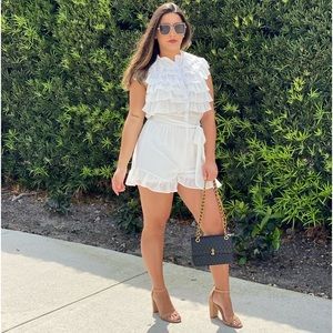 Alaya Off  White Ruffle Romper